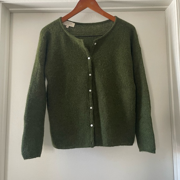Sezane Hunter Green Gaspard Cardigan - Picture 2 of 4